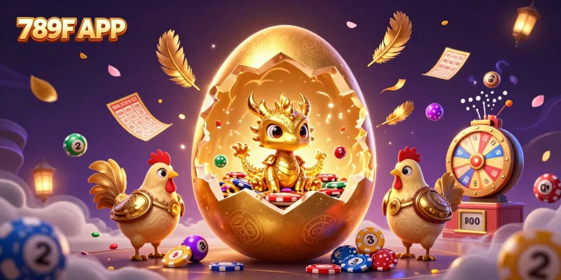 Discover the 789F APP's thrilling gaming adventure featuring a golden dragon and vibrant lottery elements.