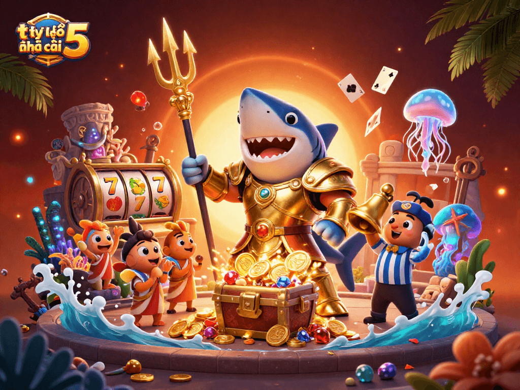 Experience lively gameplay with tỷ lệ kèo nhà cái 5 in this vibrant underwater casino scene.