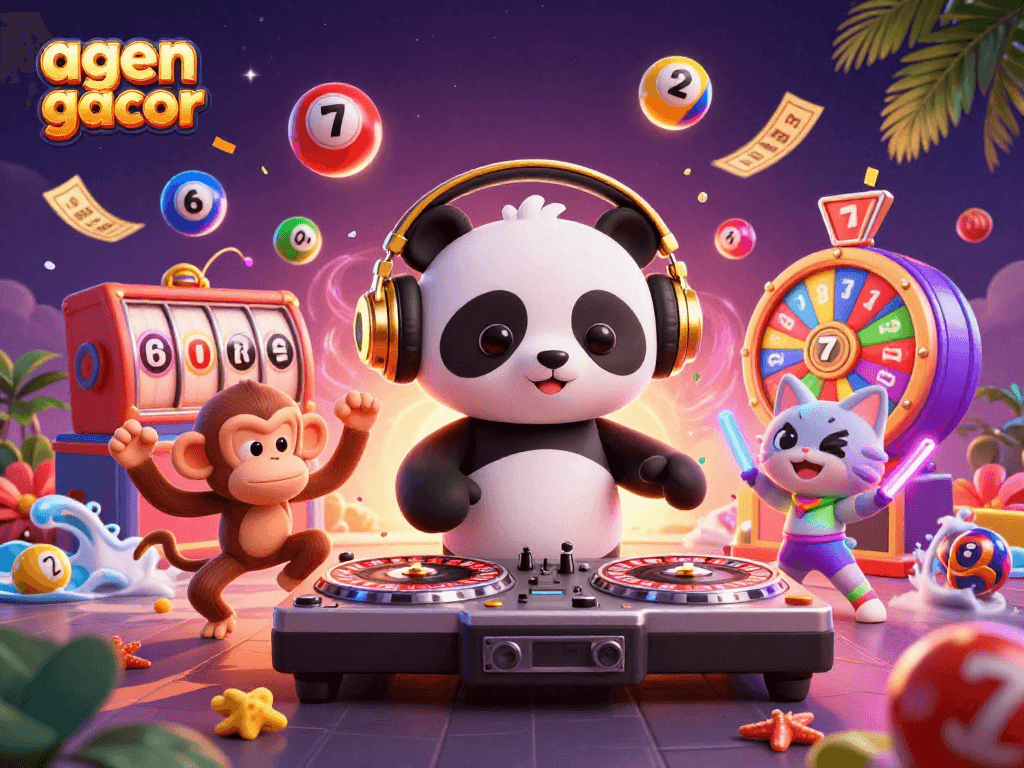 Spin and win with agen gacor in a colorful, vibrant casino atmosphere filled with dynamic gaming action.