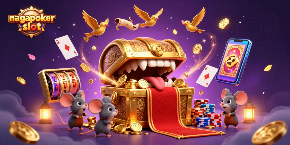 Experience thrilling action with nagapoker slot showcasing a dazzling treasure-filled casino scene.