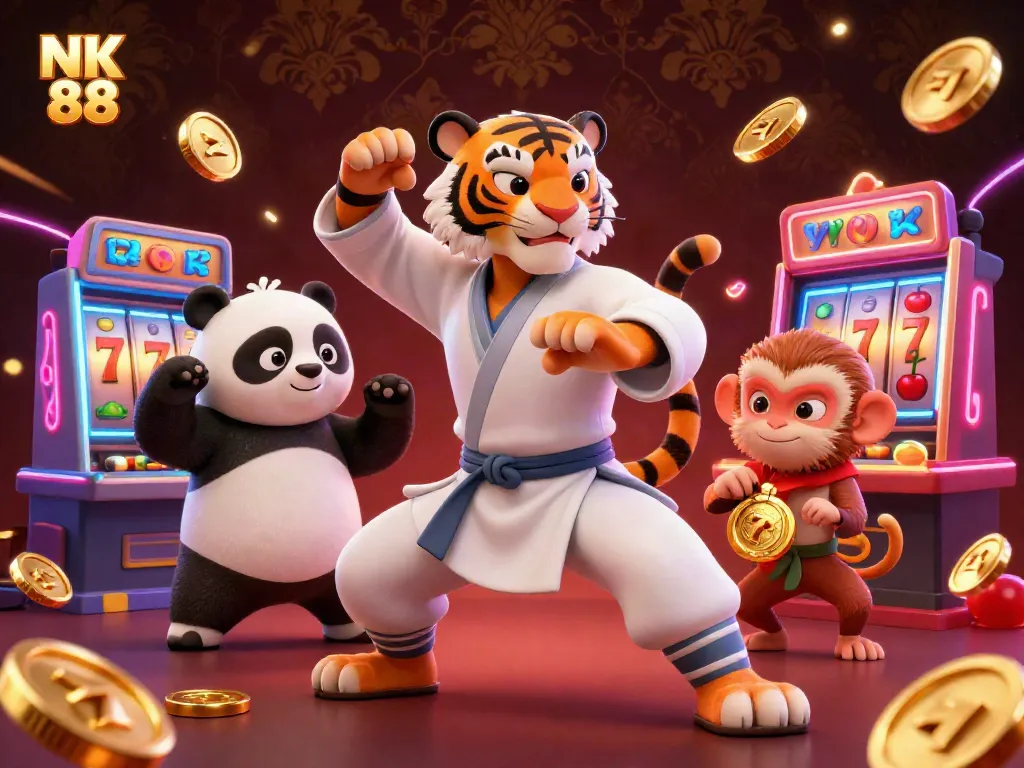 Experience exhilarating gaming adventures with NK 88 in a vibrant casino scene featuring luck and excitement.