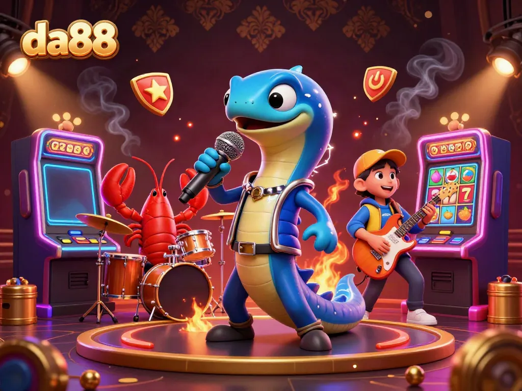 Experience vibrant gaming action at DA88 with an electric eel DJ and lively underwater band.