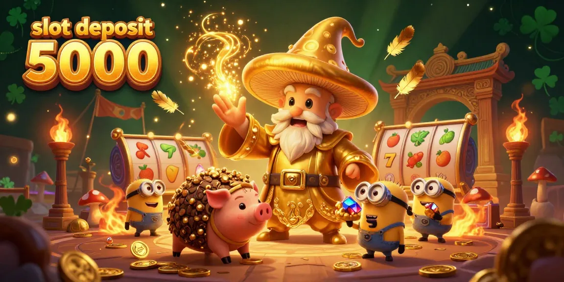 Experience exciting gaming with slot deposit 5000 in this vibrant 3D casino illustration.