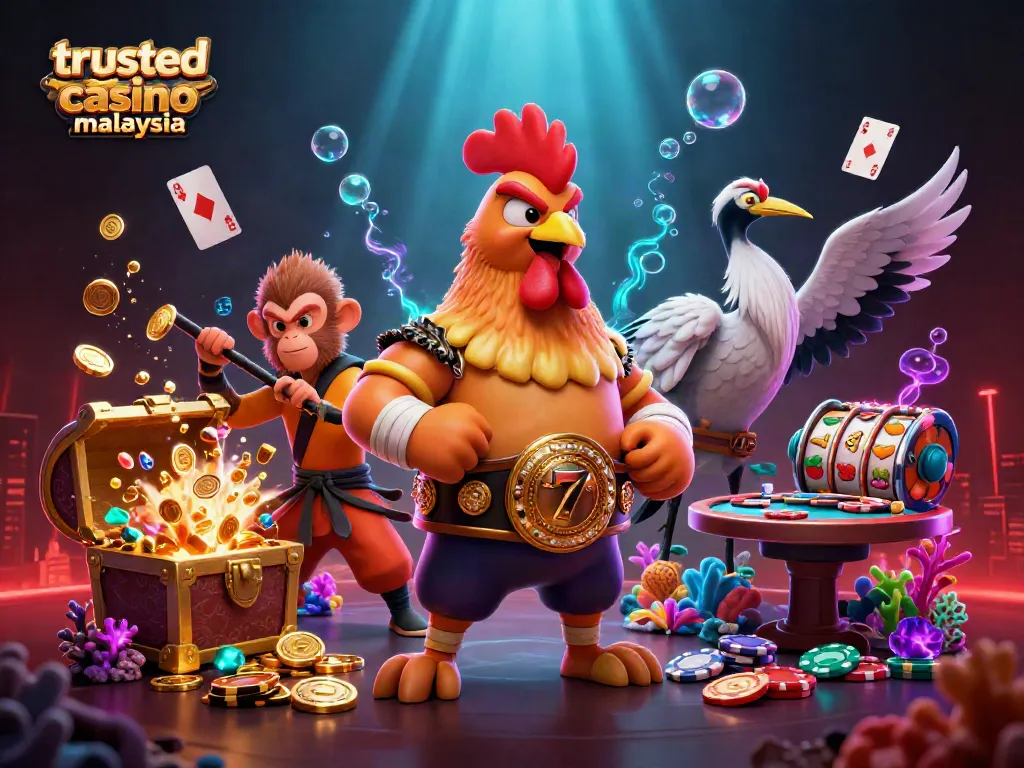 Experience the excitement at a trusted online casino Malaysia with vivid characters and game elements.