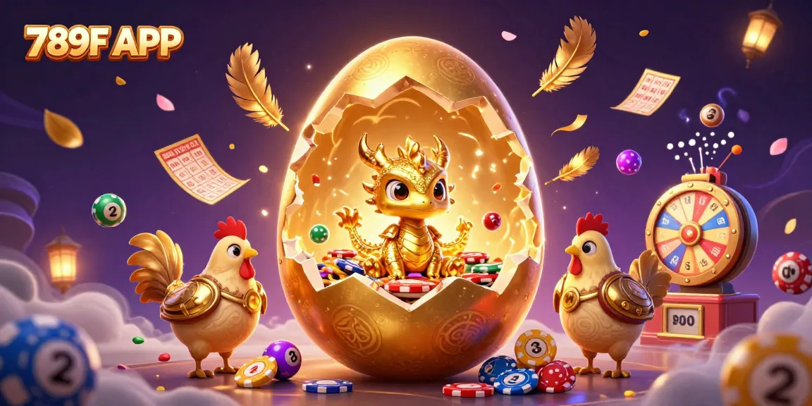 Discover the 789F APP's thrilling gaming adventure featuring a golden dragon and vibrant lottery elements.