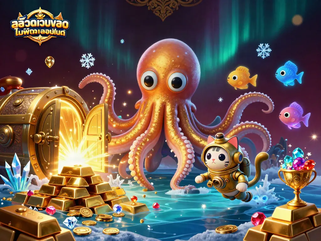 สัญลักษณ์ของการเล่นเกมคาสิโน สล็อตเว็บตรงไม่ผ่านเอเย่นต์ไม่มีขั้นต่ำ ร่วมกับสัตว์ทะเลในภาพ 3D