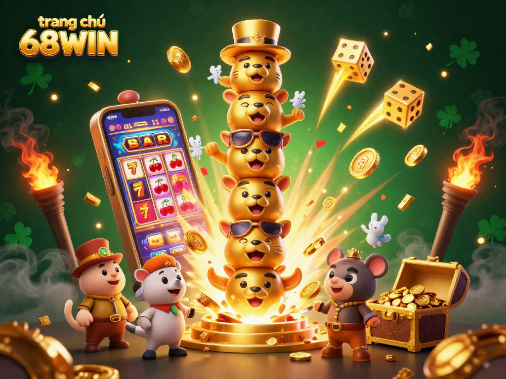 Experience excitement at trang chủ 68WIN with vibrant casino games, thrilling jackpots, and 3D animated totem pole.