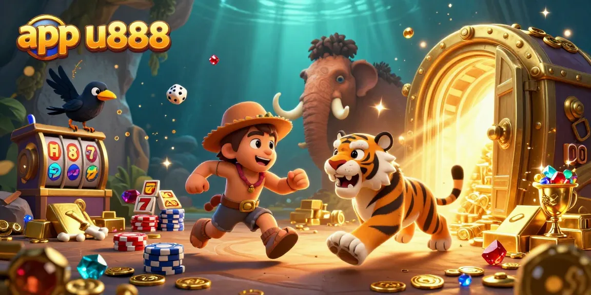 Experience thrilling moments in the app u888 as the caveman duo and a sabertooth tiger spin big wins in their prehistoric casino.