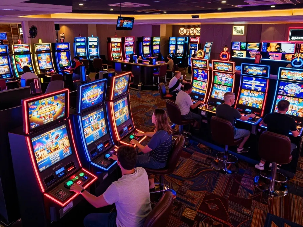 Website showcasing players enjoying engaging slot machines in a vibrant casino setting.