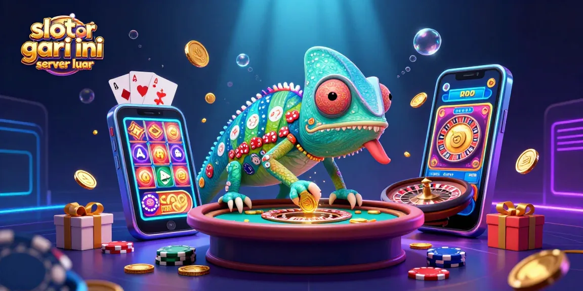 Engage with exciting slot gacor hari ini server luar action featuring a vibrant 3D chameleon and colorful casino elements.