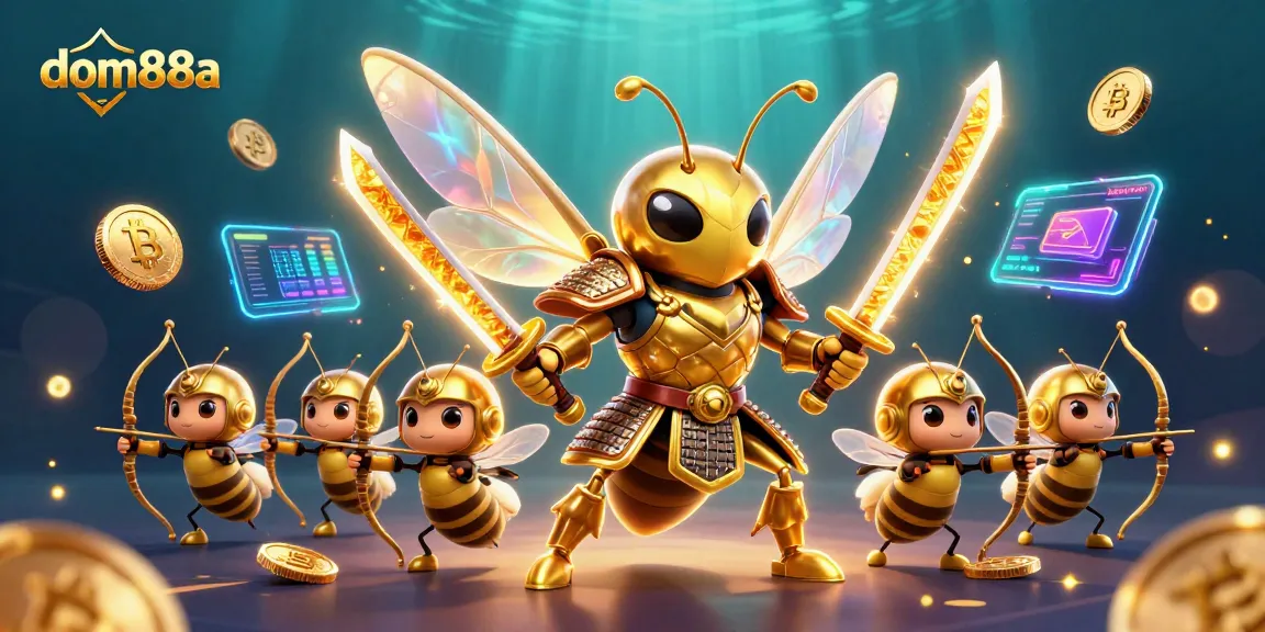 Join the excitement of dom88a with a thrilling 3D casino scene featuring a hornet samurai and bee archers.