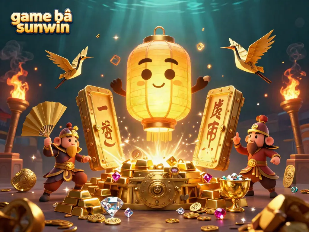 Experience game bài sunwin with exciting visuals of a bustling casino filled with golden treasures and mystical elements.