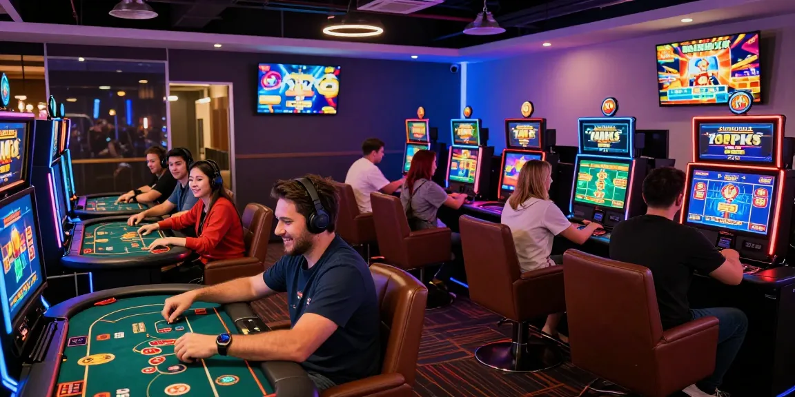 Players enjoying various games at Yo88 in an exciting online gaming lounge atmosphere.