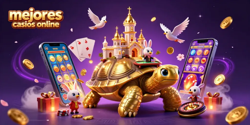 Juega en los mejores casinos online mientras disfrutas de una escena de un casino lleno de vida y diversión.