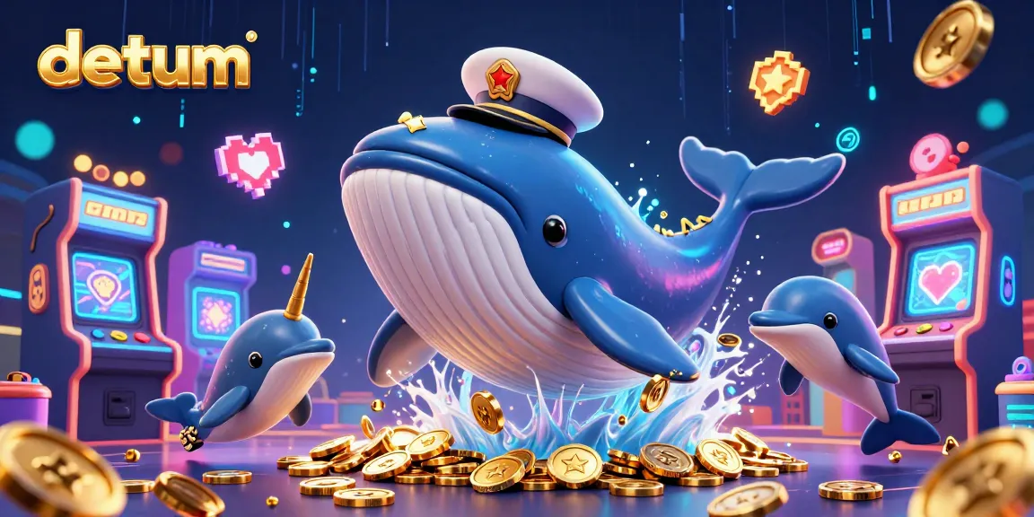 Experience thrilling gameplay at datum with cartoon whales and poker chip dolphins in an exciting casino setting.