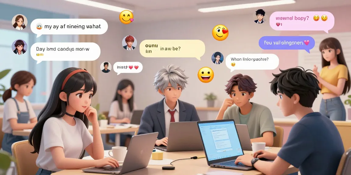 Hentai chat AI interaction scene with vibrant avatars and engaging dialogue in a lively chat room.
