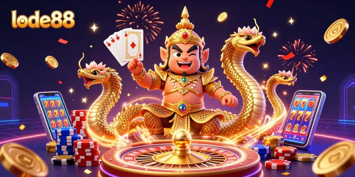 Experience the exciting world of lode88 with vibrant guardians amidst golden wins and festive celebrations.