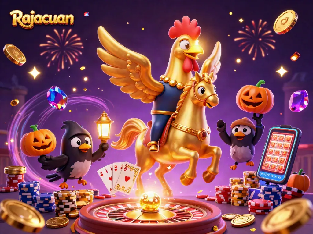 Win big with Rajacuan as the golden rooster leads a spectral casino adventure!