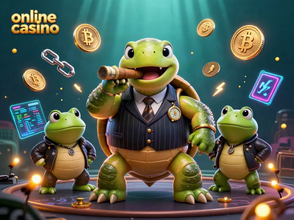 Juego emocionante en un casino online con un tortuga millonario y ranas en un entorno vibrante.