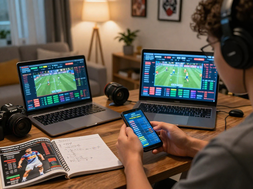 Engaged user exploring online betting options at http://oxbet-app.com with sports graphics and data.