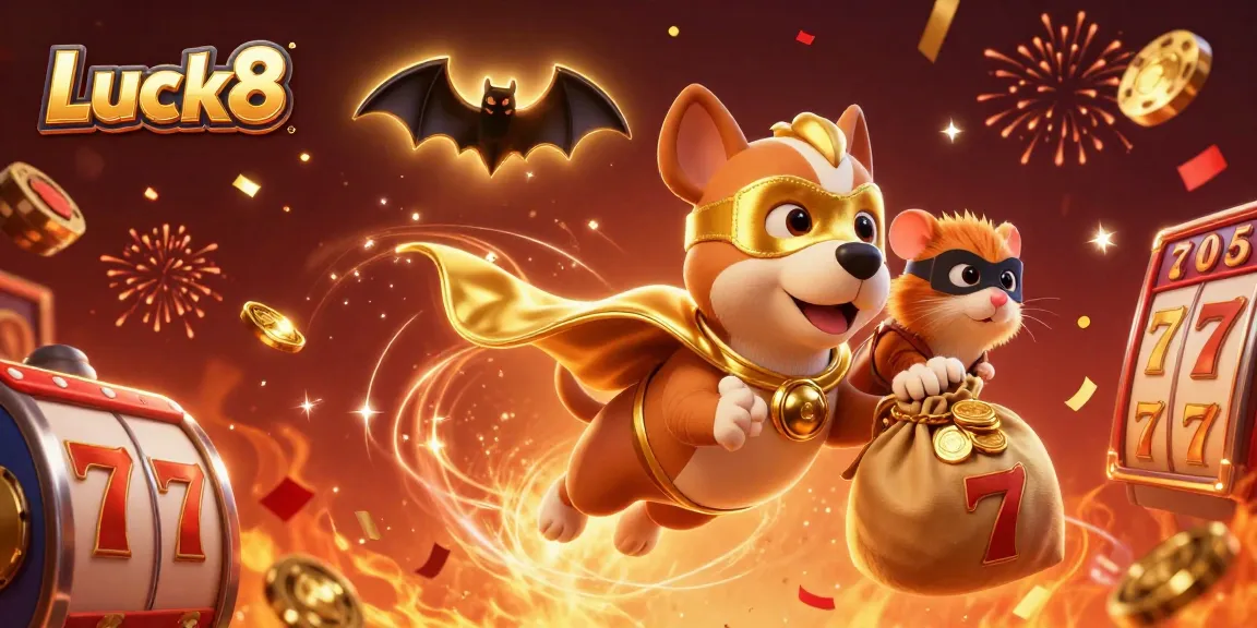 Engage with Luck8 through an exhilarating slot adventure featuring a superhero dog and rich 3D casino elements.