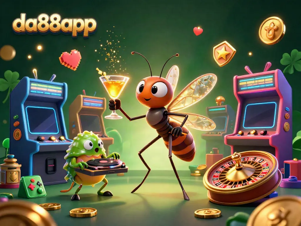 Enjoy thrilling moments with da88app at a vibrant casino where a frozen insect mascot comes to life.