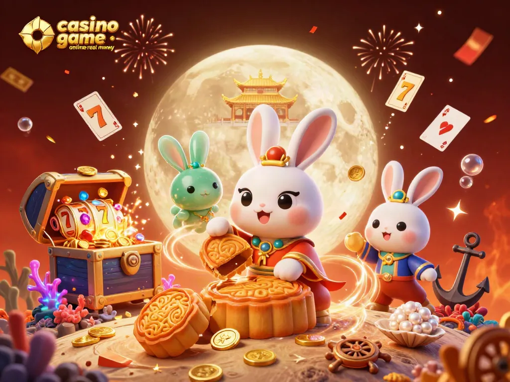 Experience the excitement of a casino game online real money featuring a vibrant lunar scene with enticing symbols.