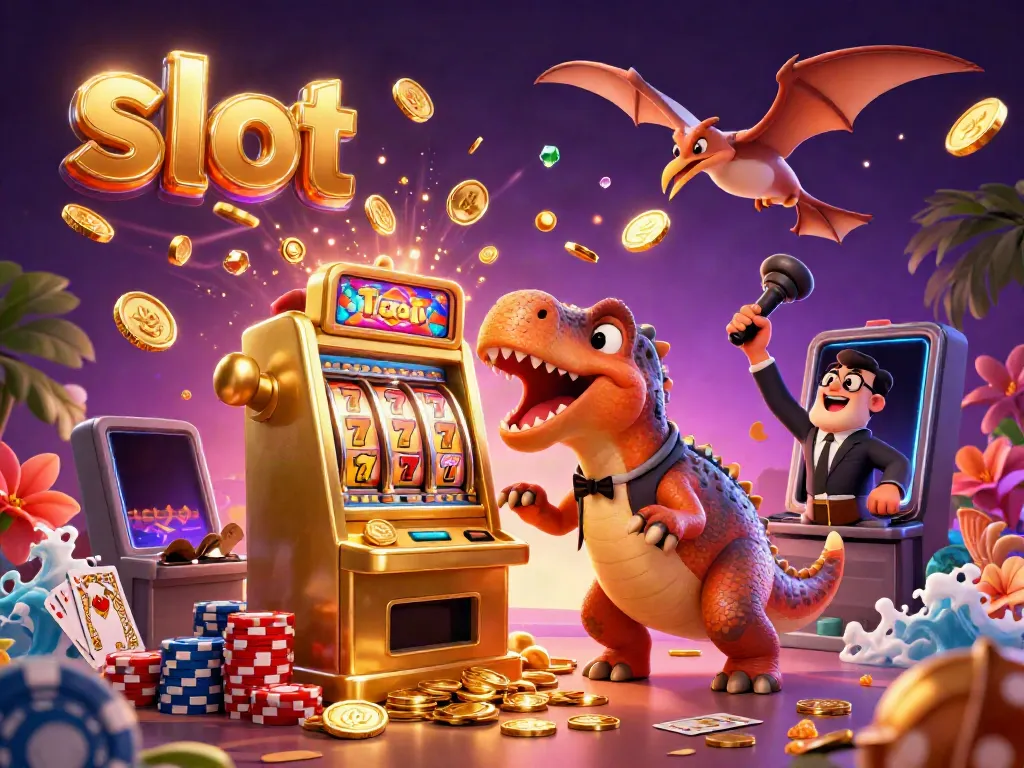 Imagine the excitement of slots as a pachycephalosaurus hits a jackpot, capturing flying coins.