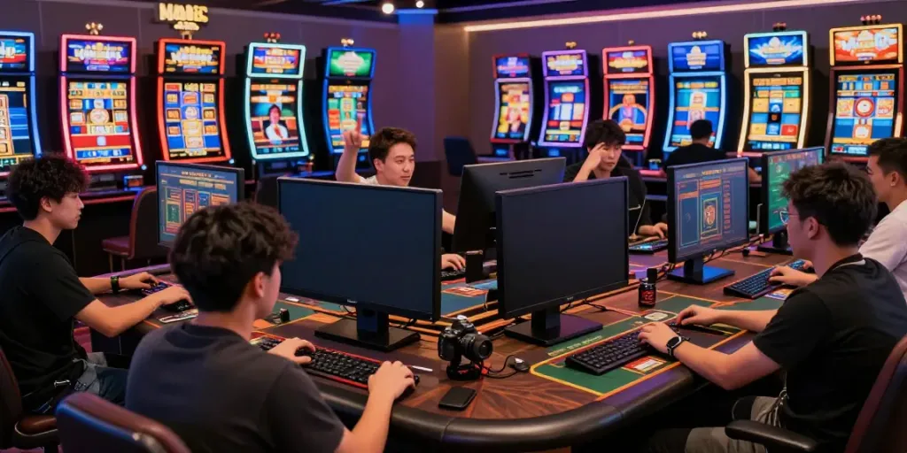 Players enjoying diverse games at MAN88's online casino, showcasing excitement and engagement.