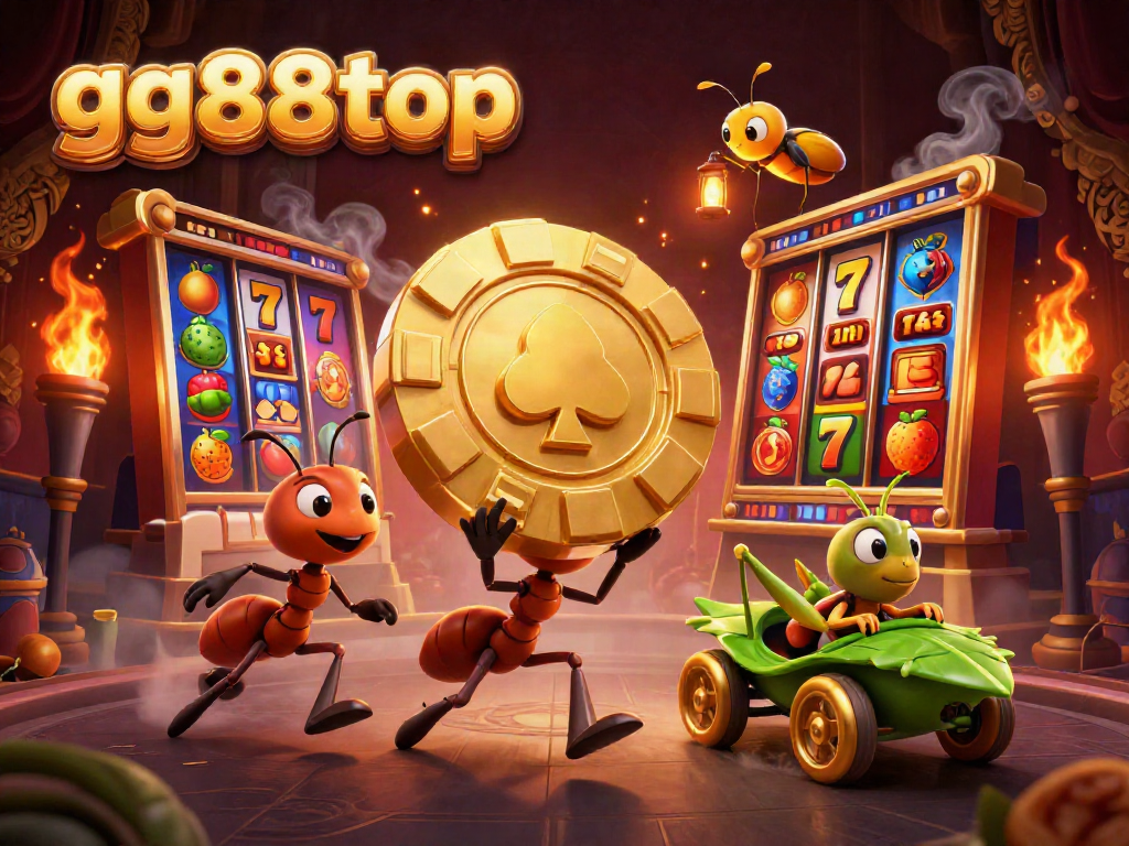 Experience thrilling gameplay with gg88top's vibrant casino heist featuring golden poker chips and slot elements.