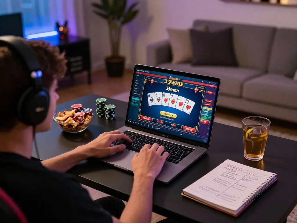 33winn casino interface displayed on laptop during an engaging online gaming session