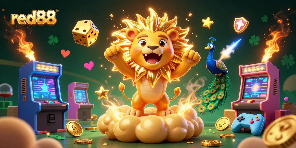 Experience the thrill of red88 with a vibrant 3D casino illustration highlighting gaming adventures.