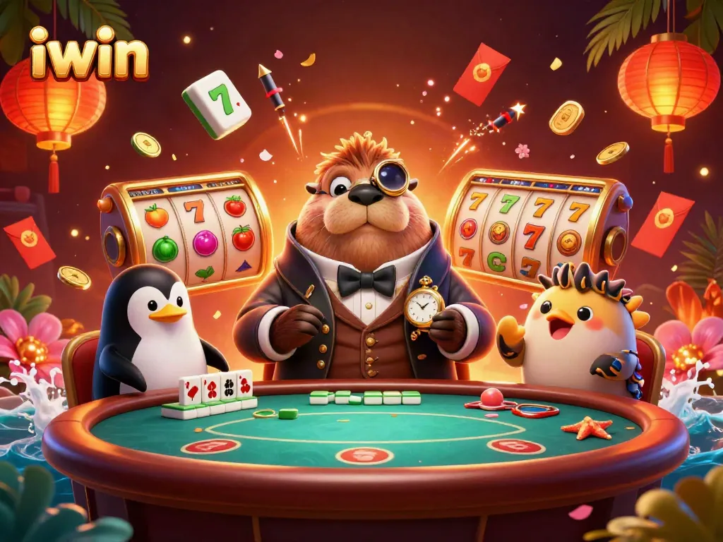 Engage with iwin's underwater casino poker featuring a walrus, penguin dealer, and pufferfish