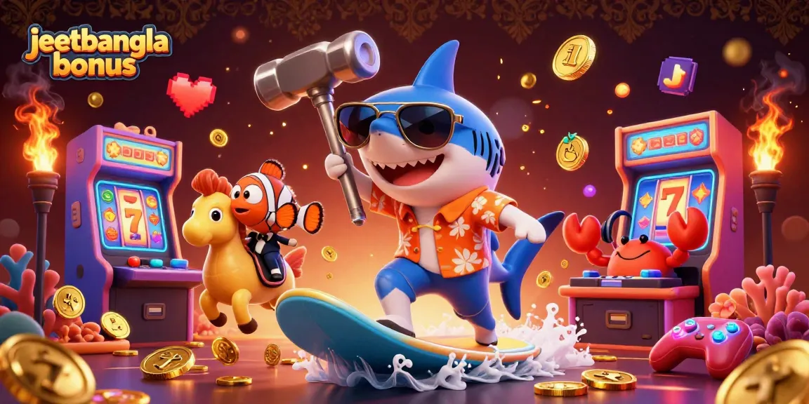Join the thrill of winning with jeetbangla bonus in this vibrant 3D casino illustration!