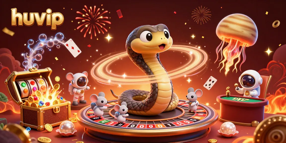 Experience the vibrant cosmos of huvip as astronaut mice bet on roulette-themed rings.