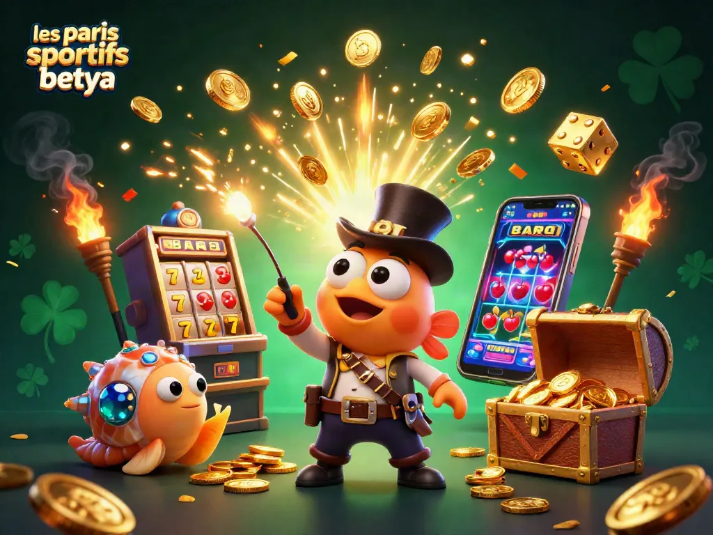 Experience les paris sportifs betya with a vibrant 3D scene filled with animated characters and exciting gaming elements.
