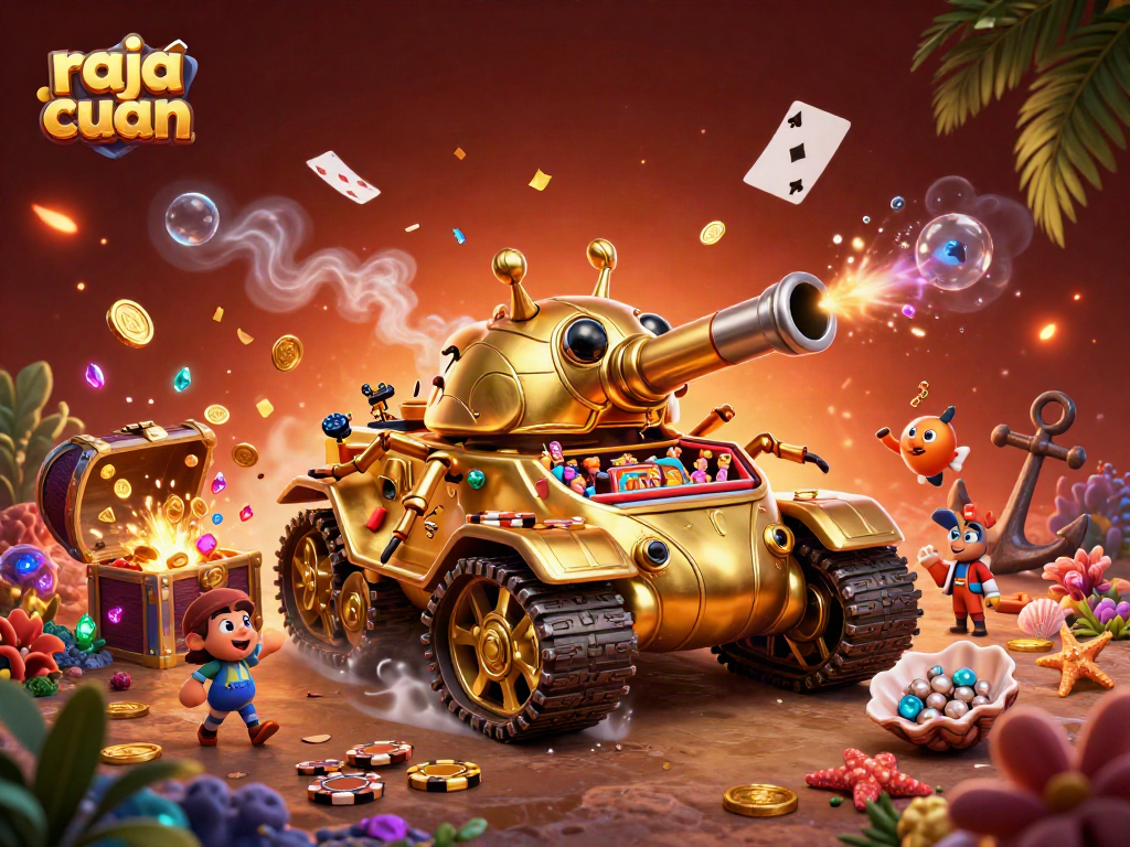Experience gaming excitement with raja cuan in an immersive, vibrant 3D casino scene.