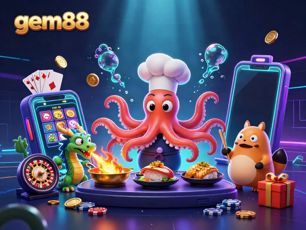 Experience the excitement at gem88 with vibrant characters and dynamic slot game elements.