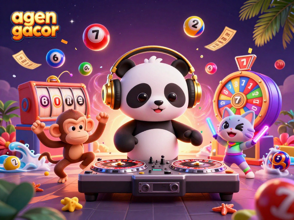 Spin and win with agen gacor in a colorful, vibrant casino atmosphere filled with dynamic gaming action.