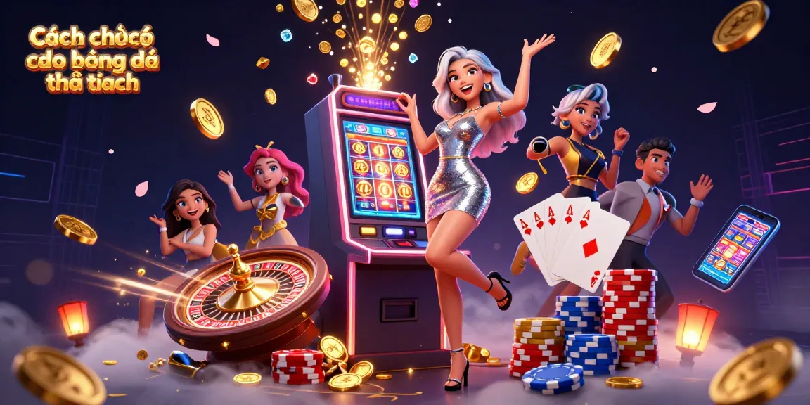 Cách chơi cá độ bóng đá luôn thắng with a stunning Asian woman celebrating a jackpot in a vibrant casino scene.