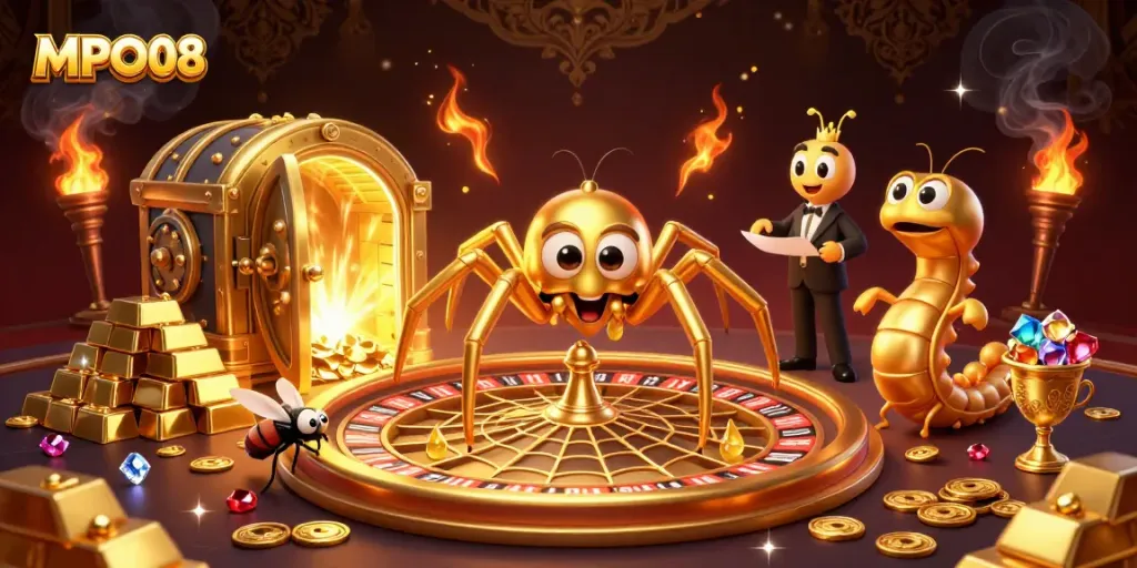 Spin the roulette wheel with MPO08 as the golden spider weaves a web of riches and excitement.