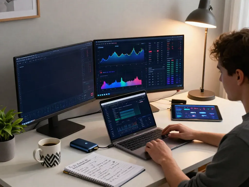 Durov2 Kick stream trading workspace displaying cryptocurrency charts, hardware wallet, and DeFi dashboard.